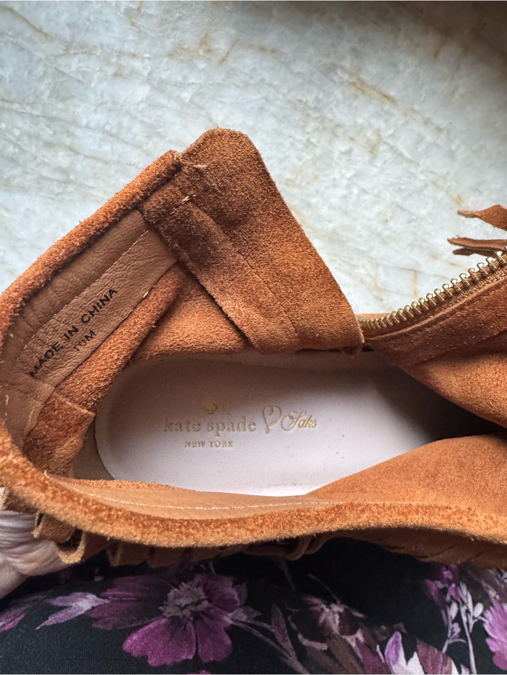 kate spade Suede Fringe Ankle Boots - Chestnut Brown - Picture 3 of 5